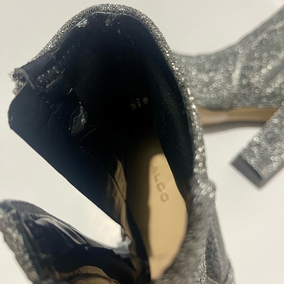 Aldo silver sparkles boots glitter swifty style night out disco women’s 7.5 - Picture 8 of 11